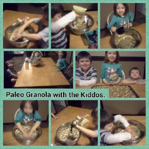 Kiddos making Paleo Granola